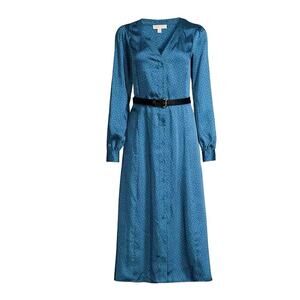 MICHAEL Michael Kors Satin Belted Midi Dress Size Small